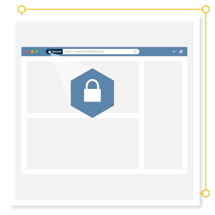 Illustration of a web browser with a Secure website.